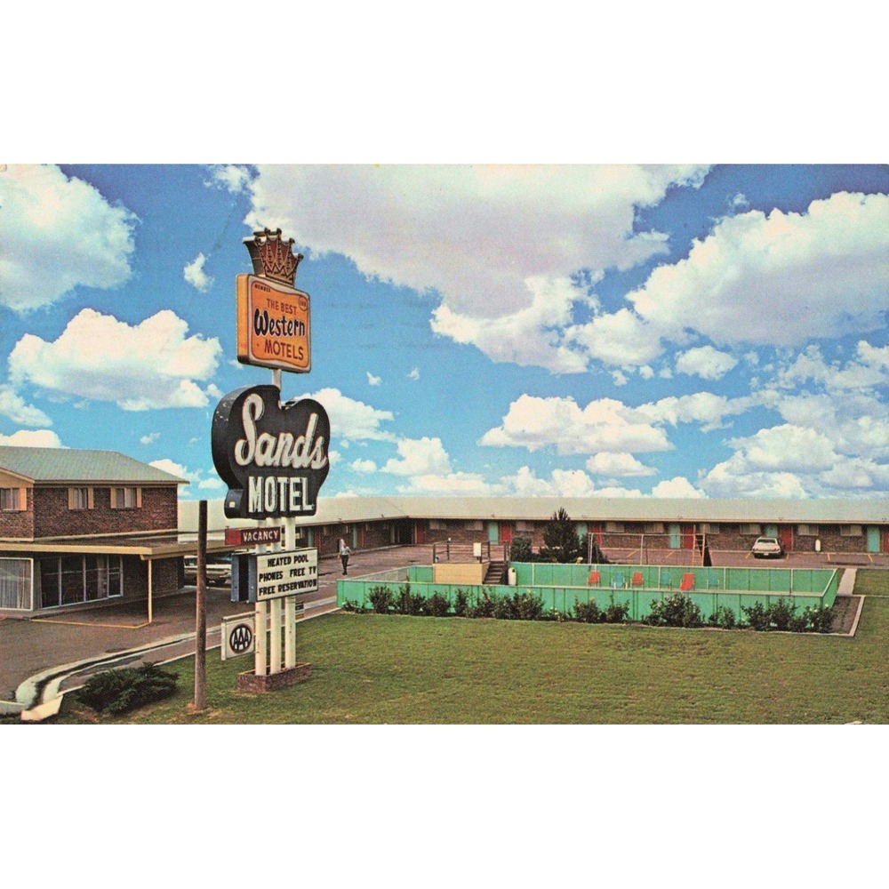 Sands Motel Vega Texas TX Route 66 Best Western AAA Sign Chrome Postcard